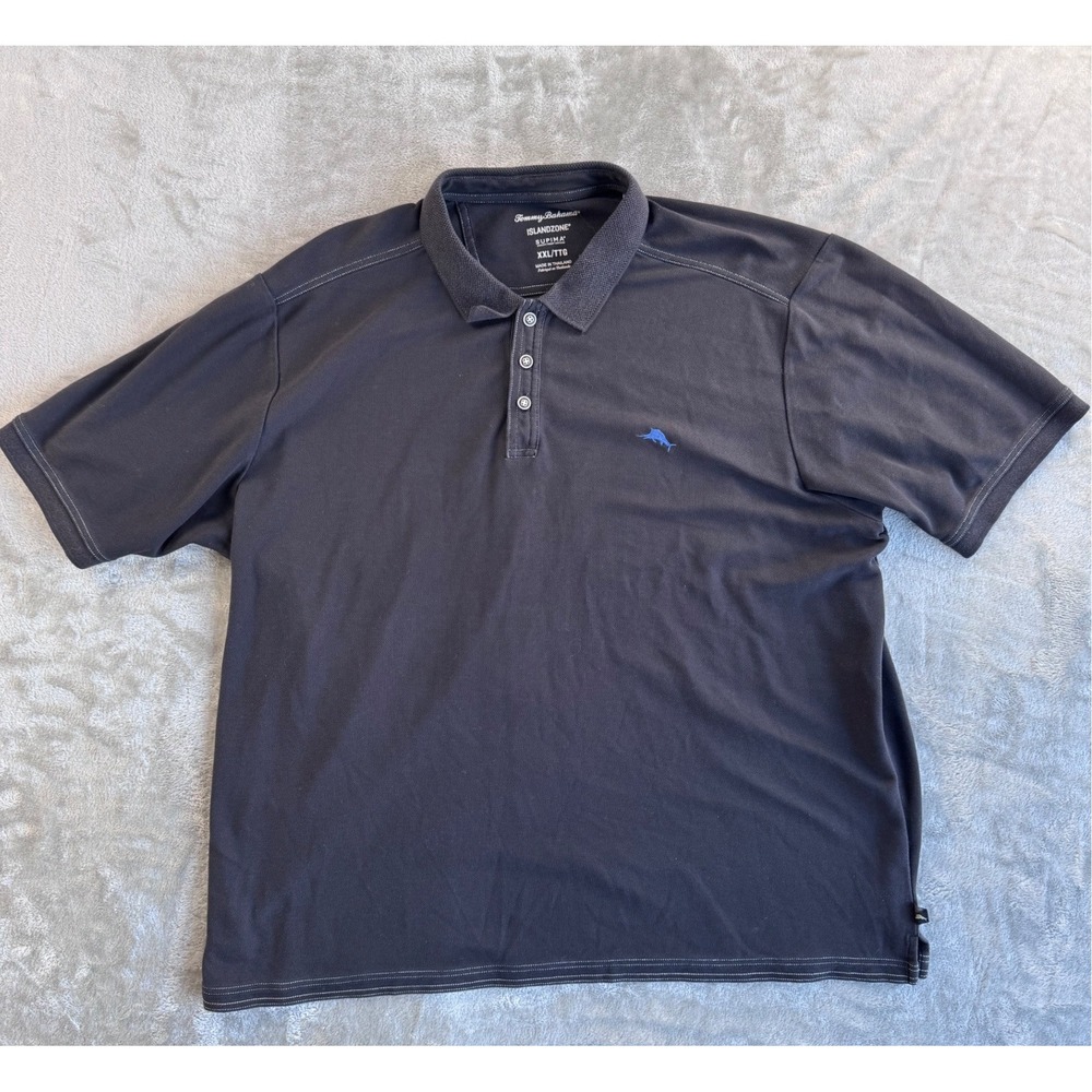 Tommy Bahama IslandZone Polo Shirt Mens XXL Gray Supima‎ Golf Dadcore Preppy
